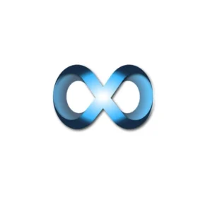 Progetto grafico di un logo moderno a forma di infinito e lettera X metallica blu realizzato con Adobe Illustrator